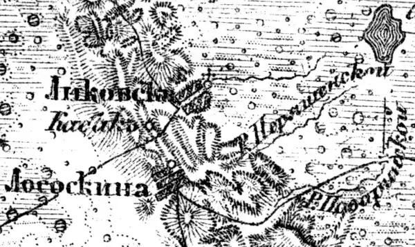 Деревня Ликовское на карте 1919 года