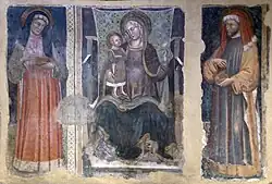 Липпо ди Далмазио. Мадонна с Младенцем, святыми Космой и Дамианом. Фреска