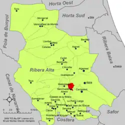 Расположение муниципалитета Бенимуслем на карте провинции