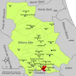 Расположение муниципалитета Мануэль на карте провинции