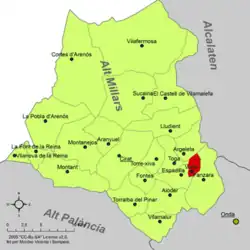 Расположение муниципалитета Вальят на карте провинции