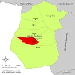 Расположение муниципалитета Сарра на карте провинции
