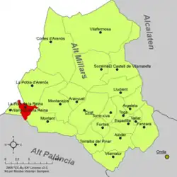 Расположение муниципалитета Фуэнте-ла-Рейна на карте провинции