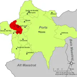 Расположение муниципалитета Тодолелья на карте провинции