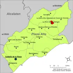 Расположение муниципалитета Торре-Эндоменек на карте провинции