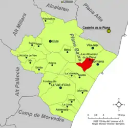Расположение муниципалитета Алькериас-дель-Ниньо-Пердидо на карте провинции