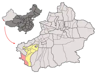 Ташкурган-Таджикский автономный уезд на карте