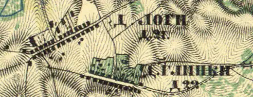 Деревня Глинки на карте 1860 года