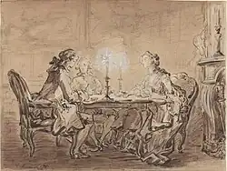 Игра в карты. 1767. Бумага, сепия, перо, кисть, белила. Национальная галерея искусства, Вашингтон