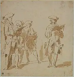 Молодые карикатуристы. Бумага, акварель, перо, кисть. Национальный музей изобразительных искусств, Стокгольм