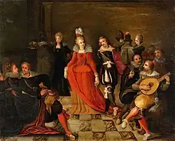 Интерьер с весёлой компанией. Между 1594 и 1621. Дерево, масло. Частное собрание