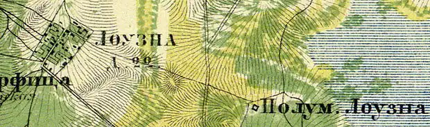 Деревня Лоузно на карте 1860 года