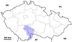 Бассейн Лужнице (выделен синим) на карте Чехии