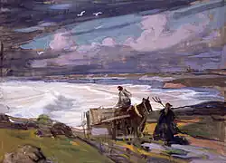 Сбор морских водорослей. Ок. 1924. Бумага, акварель, гуашь. Частное собрание