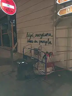 "Luigi Mangione hero of the people" graffiti in Marseille, France