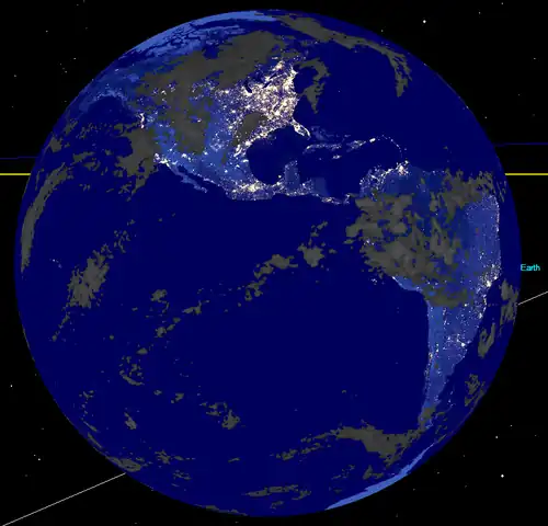 Симульований вид на Землю з хмарами