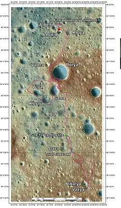 Карта маршрута Лунохода-1.