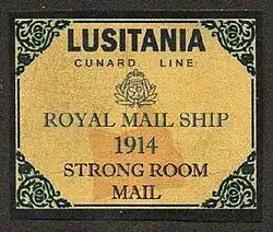 Виньетка Королевского почтового судна «Лузитания» (1914)[^][^]