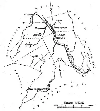 Карта Лысьвенского района в 1928 году