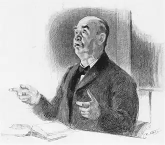 Жебар во время лекции в Сорбонне. Рисунок с натуры