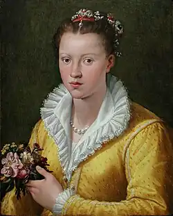 Портрет женщины в жёлтом. Ок. 1570. Дерево, масло. Частное собрание