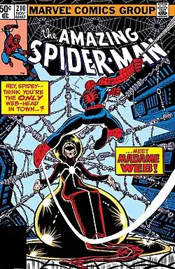 Мадам Паутина на обложке The Amazing Spider-Man #210 (ноябрь 1980)Художник — Джон Ромита-младший.