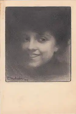 Лицо женщины. 1907. Карандаш, уголь