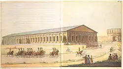 «Московский Манеж. Вид со стороны Моховой ул.», акварель Августина Бетанкура. Ок. 1817 года