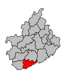 Кантон на карте департамента Верхняя Сона