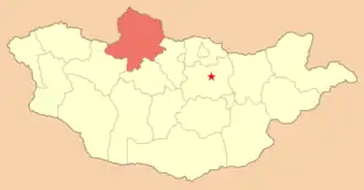 Хувсгел на карте