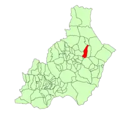 Расположение муниципалитета Арболеас на карте провинции