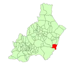 Расположение муниципалитета Карбонерас на карте провинции