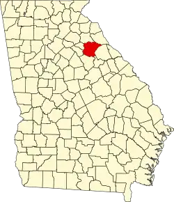 Округ Оглторп на карте штата.