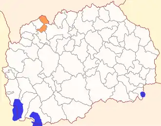 Расположение общины на карте Северной Македонии