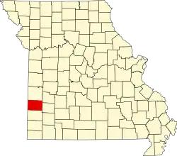 A state map highlighting Barton County in the southwestern part of the state.