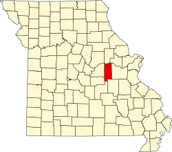 A state map highlighting Gasconade County in the eastern part of the state.