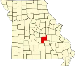 A state map highlighting Phelps County in the middle part of the state.