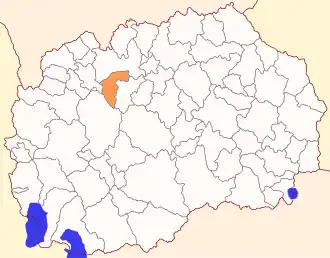 Расположение общины на карте Северной Македонии