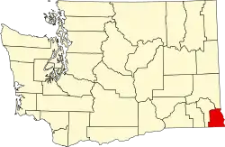 Округ Асотин на карте штата.