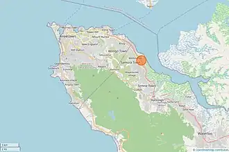 Место взрыва на карте Фритауна