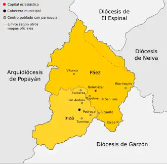 Карта апостольского викариата Тьеррадентро