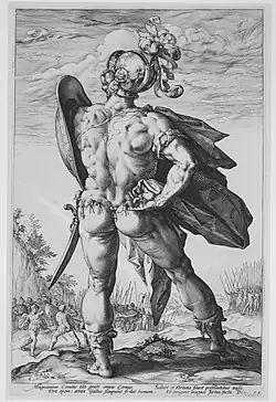 Марк Валерий. Из серии «Герои Рима». 1586. Гравюра резцом на меди