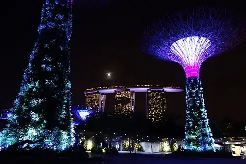 Ночной вид на залив Marina Bay Sands