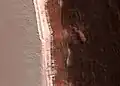 Изображение обвала на Марсе, полученное 19 февраля 2008 года с помощью Mars Reconnaissance Orbiter.