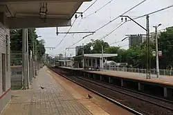 Железнодорожная&nbsp;платформа&nbsp;Матвеевское, расположенная на Матвеевской улице,2019 год