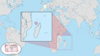 Карта Франции с выделенным регионом Майотта