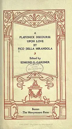 Титульный лист издания Мирандолы (Мерримаунт-пресс, 1914).