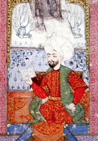 Изображение Ахмета-паши в сборнике биографий поэтов Mesa'iru's-Su'ara.
Millet Manuscript Library Archive, T 772, fol.101.