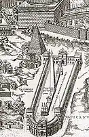 Карта античного Рима между Цирком Нерона и Мавзолеем Адриана. Гравюра из «Книги о древностях Рима» (Libro delle antichità di Roma). 1553