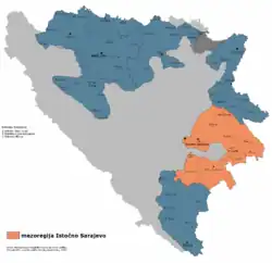 регион Источно-Сараево (Восточное Сараево) на карте